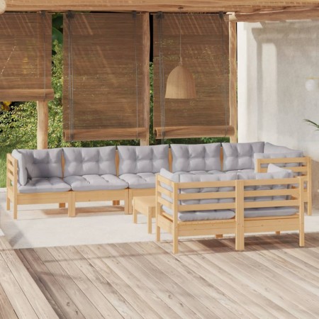 9-piece garden furniture set with solid pine wood cushions by vidaXL, Garden sets - Ref: Foro24-3096507, Price: 682,83 €, Dis...