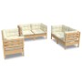 Garden furniture 6 pieces and cushions solid cream pine wood by vidaXL, Garden sets - Ref: Foro24-3096244, Price: 483,77 €, D...