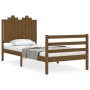 Honey brown solid wood bed frame with headboard 90x200cm by vidaXL, Beds and slatted bases - Ref: Foro24-3194169, Price: 125,...