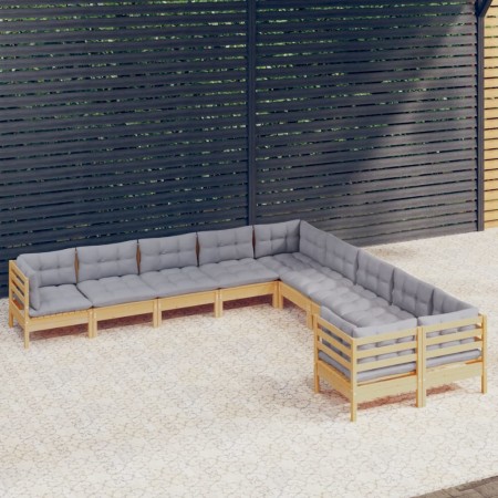 Gartenmöbel Set 10 Stück und Kissen Kiefernholz von vidaXL, Gartensets - Ref: Foro24-3097006, Preis: 830,25 €, Rabatt: %