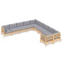 10-piece garden furniture set with pine wood cushions by vidaXL, Garden sets - Ref: Foro24-3097006, Price: 830,25 €, Discount: %