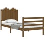 Honey brown solid wood bed frame with headboard 90x200cm by vidaXL, Beds and slatted bases - Ref: Foro24-3194169, Price: 125,...