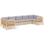 Garden furniture set 7 pieces and gray pine wood cushions by vidaXL, Garden sets - Ref: Foro24-3097306, Price: 558,99 €, Disc...