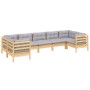 Garden furniture set 7 pieces and gray pine wood cushions by vidaXL, Garden sets - Ref: Foro24-3097306, Price: 558,99 €, Disc...