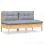 2-seater garden sofa with solid gray pine wood cushions by vidaXL, Outdoor sofas - Ref: Foro24-3095991, Price: 160,11 €, Disc...