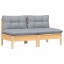 2-seater garden sofa with solid gray pine wood cushions by vidaXL, Outdoor sofas - Ref: Foro24-3095991, Price: 160,11 €, Disc...