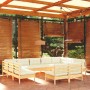 Garden furniture 11 pieces and cushions solid pine wood cream color by vidaXL, Garden sets - Ref: Foro24-3097211, Price: 840,...