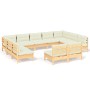 Gartenmöbel 11 Stück und Kissen Kiefer Massivholz creme von vidaXL, Gartensets - Ref: Foro24-3097211, Preis: 839,97 €, Rabatt: %