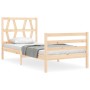 Bed frame with solid wood headboard 90x200 cm by vidaXL, Beds and slatted bases - Ref: Foro24-3194361, Price: 95,67 €, Discou...