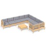 Garden furniture set 10 pieces and pine wood cushions by vidaXL, Garden sets - Ref: Foro24-3096988, Price: 787,44 €, Discount: %