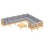 Garden furniture set 10 pieces and pine wood cushions by vidaXL, Garden sets - Ref: Foro24-3096988, Price: 787,44 €, Discount: %