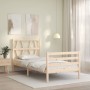 Bed frame with solid wood headboard 90x200 cm by vidaXL, Beds and slatted bases - Ref: Foro24-3194361, Price: 95,67 €, Discou...