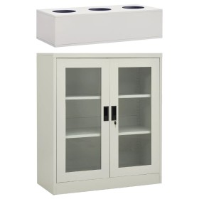 Office cabinet with flower pot light gray steel 90x40x128 cm by vidaXL, Lockers and storage cabinets - Ref: Foro24-3095262, P...