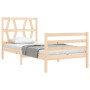 Bed frame with solid wood headboard 90x200 cm by vidaXL, Beds and slatted bases - Ref: Foro24-3194361, Price: 95,67 €, Discou...