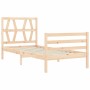 Bed frame with solid wood headboard 90x200 cm by vidaXL, Beds and slatted bases - Ref: Foro24-3194361, Price: 95,67 €, Discou...