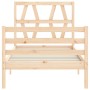 Bed frame with solid wood headboard 90x200 cm by vidaXL, Beds and slatted bases - Ref: Foro24-3194361, Price: 95,67 €, Discou...