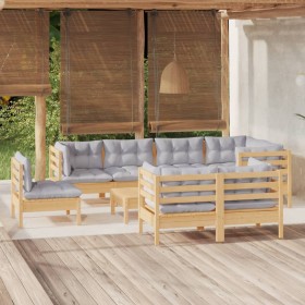 Garden furniture set 9 pieces and cushions solid pine wood by vidaXL, Garden sets - Ref: Foro24-3096519, Price: 672,99 €, Dis...