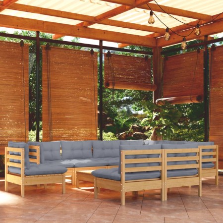 Garden furniture set 10 pieces and cushions solid pine wood by vidaXL, Garden sets - Ref: Foro24-3096748, Price: 783,99 €, Di...