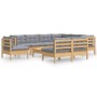 Garden furniture set 10 pieces and cushions solid pine wood by vidaXL, Garden sets - Ref: Foro24-3096748, Price: 819,70 €, Di...