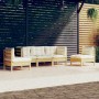 Garden furniture 5 pieces and cushions solid cream pine wood by vidaXL, Garden sets - Ref: Foro24-3096184, Price: 398,99 €, D...