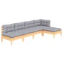 5-piece garden furniture set with gray pine wood cushions by vidaXL, Garden sets - Ref: Foro24-3096333, Price: 362,78 €, Disc...