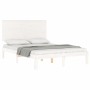 White solid wood bed frame with headboard 120x200 cm by vidaXL, Beds and slatted bases - Ref: Foro24-3193657, Price: 146,07 €...