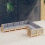 Garden furniture set 9 pieces and pine wood cushions by vidaXL, Garden sets - Ref: Foro24-3096982, Price: 776,44 €, Discount: %