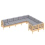 Garden furniture set 9 pieces and pine wood cushions by vidaXL, Garden sets - Ref: Foro24-3096982, Price: 776,44 €, Discount: %