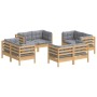 Gartenmöbel-Set 8-teilig und Kissen aus Kiefernholz von vidaXL, Gartensets - Ref: Foro24-3096057, Preis: 644,37 €, Rabatt: %