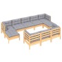 Gartenmöbel-Set 10-teilig und Kissen aus massivem Kiefernholz von vidaXL, Gartensets - Ref: Foro24-3097138, Preis: 726,73 €, ...