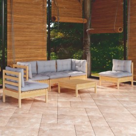 Garden furniture set 6 pieces and cushions solid pine wood by vidaXL, Garden sets - Ref: Foro24-3096189, Price: 426,99 €, Dis...