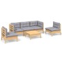 Garden furniture set 6 pieces and cushions solid pine wood by vidaXL, Garden sets - Ref: Foro24-3096189, Price: 439,53 €, Dis...