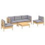 Garden furniture set 6 pieces and cushions solid pine wood by vidaXL, Garden sets - Ref: Foro24-3096189, Price: 439,53 €, Dis...