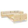 Garden furniture 8 pieces and cushions solid cream pine wood by vidaXL, Garden sets - Ref: Foro24-3096448, Price: 615,95 €, D...