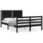 Estructura de cama con cabecero madera maciza negro 140x200 cm de vidaXL, Camas y somieres - Ref: Foro24-3194770, Precio: 168...