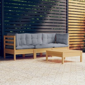 4-piece garden furniture set with pine wood cushions by vidaXL, Garden sets - Ref: Foro24-3096105, Price: 290,62 €, Discount: %