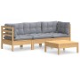 4-piece garden furniture set with pine wood cushions by vidaXL, Garden sets - Ref: Foro24-3096105, Price: 290,85 €, Discount: %