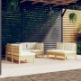 Garden furniture set 6 pieces with solid pine wood cream cushions by vidaXL, Garden sets - Ref: Foro24-3096208, Price: 439,08...