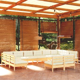 Garden furniture 12 pieces and cushions solid pine wood by vidaXL, Garden sets - Ref: Foro24-3097223, Price: 878,99 €, Discou...