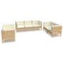 Garden furniture 7 pieces and cushions solid cream pine wood by vidaXL, Garden sets - Ref: Foro24-3096256, Price: 574,33 €, D...