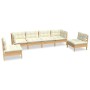 Garden furniture 6 pieces and cushions solid cream pine wood by vidaXL, Garden sets - Ref: Foro24-3096196, Price: 439,42 €, D...