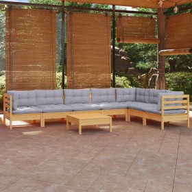 Juego de muebles de jardín 8 pzas y cojines madera maciza pino de vidaXL, Conjuntos de jardín - Ref: Foro24-3096700, Precio: ...