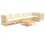 Gartenmöbel 7 Stück Kissen Creme Kiefer Holz von vidaXL, Gartensets - Ref: Foro24-3096400, Preis: 519,89 €, Rabatt: %