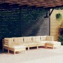 Garden furniture 7 pieces cream pine wood cushions by vidaXL, Garden sets - Ref: Foro24-3097091, Price: 563,86 €, Discount: %