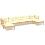 Garden furniture 7 pieces cream pine wood cushions by vidaXL, Garden sets - Ref: Foro24-3097091, Price: 563,86 €, Discount: %