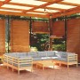 Juego de muebles de jardín 10 pzas y cojines madera de pino de vidaXL, Conjuntos de jardín - Ref: Foro24-3097324, Precio: 787...