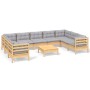 Garden furniture set 10 pieces and pine wood cushions by vidaXL, Garden sets - Ref: Foro24-3097324, Price: 787,44 €, Discount: %