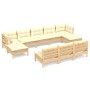 Garden furniture 10 pieces cushions pine wood cream color by vidaXL, Garden sets - Ref: Foro24-3097115, Price: 784,62 €, Disc...