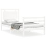 White solid wood bed frame with headboard 90x200 cm by vidaXL, Beds and slatted bases - Ref: Foro24-3194037, Price: 106,25 €,...