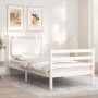 White solid wood bed frame with headboard 90x200 cm by vidaXL, Beds and slatted bases - Ref: Foro24-3194037, Price: 106,25 €,...